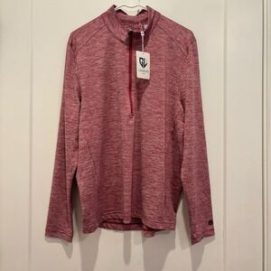 Graham Luxe Mens Quarter Zip Pullover Heather Red Space Dye Golf Sweater Medium